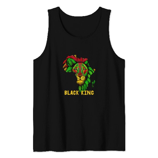 African Lion Art BLACK KING Juneteenth Black Owned Business Tank Tops