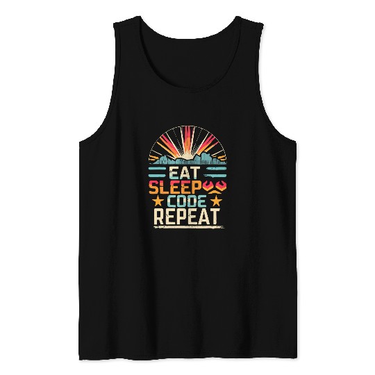 Eat Sleep Code Repeat PHP Programmer Lifestyle Tank Tops