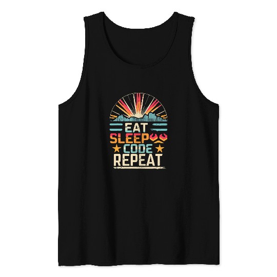 Eat Sleep Code Repeat PHP Programmer Lifestyle Tank Tops