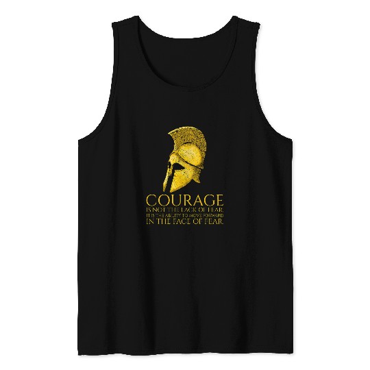 Courage Motivational Inspirational Ancient Greek Sparta Tank Tops