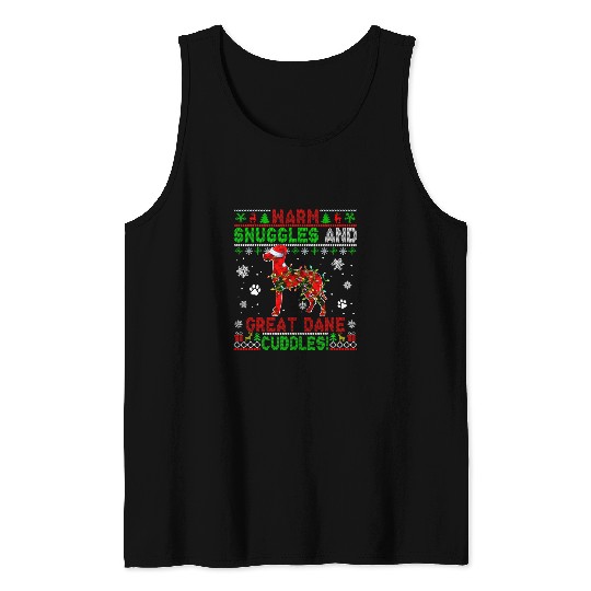 Dog Great Dane Warm Snuggles Great Dane Cuddles xmass Red Plaid Santa Dog Tank Tops