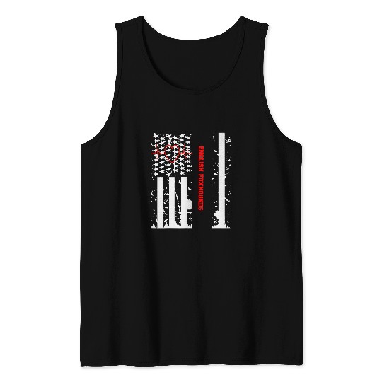 English Foxhound Dog Graphic with vintages USA Flag Tank Tops