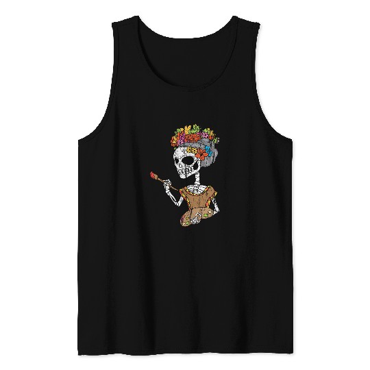 Skeletons Skulls Day of The Deads Painter Clothing Men Women Gift Sugar Skull Tank Tops