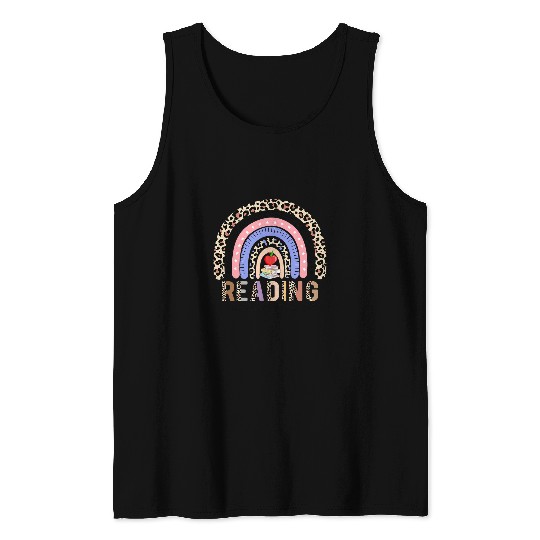 Reading Book Rainbow Reading Interventionist Book Lover Teacher Librarian Reader Tank Tops