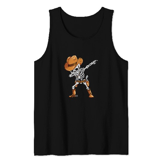 Skeletons Skulls Dabbings Skeletons Cowboy Halloween Boys Men Funny Dab Dance Skull Tank Tops