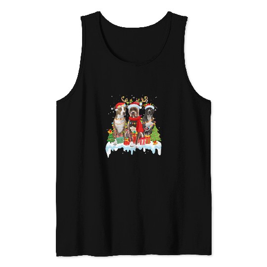 Bully Terrier Christmas Lights Santa Elf Reindeer 31 Pitbull Dog Tank Tops