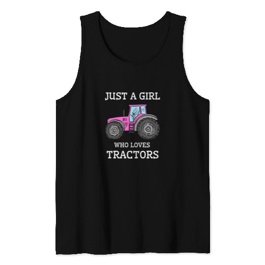 Tractor driving Just A Girl Who Loves Tractors Farm Kid Tank Tops