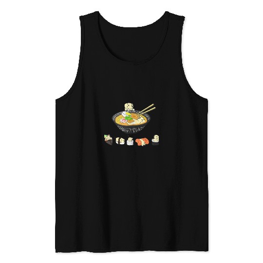Labrador Lab Dog Sushi Ramen Bowl Japanese Kawaii Dog Mom Tank Tops