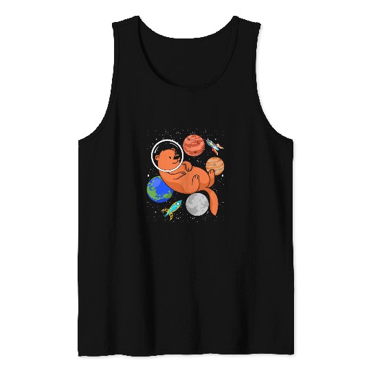 Otters Outer Space Astronaut Giant Otter Planets Animal Sea Otter Tank Tops