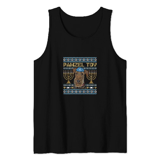 Dog Airedale Terrier Pawzel Tov Jewish Airedale Terrier Dog Funny Hanukkah Tank Tops