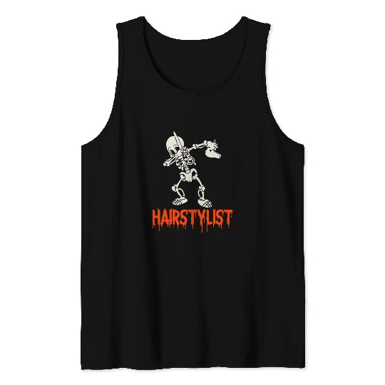 Skeletons Skulls Hairstylist Funny Dabbings Skeletons Halloween Costumes Skull Tank Tops