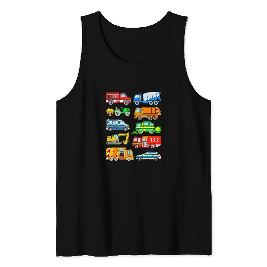 Tractor driving Police Vehicles fires Trash Truck Tractor Tank Tops