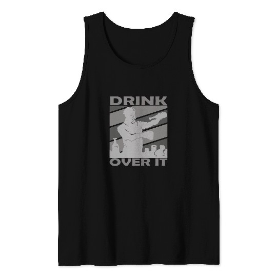 drink over it bartender cocktail party barman bartender Tank Tops