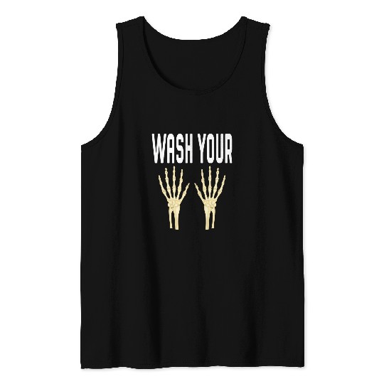 Skeletons Skulls Wash your hands Skeletons Hand washing clean soap Skull Tank Tops