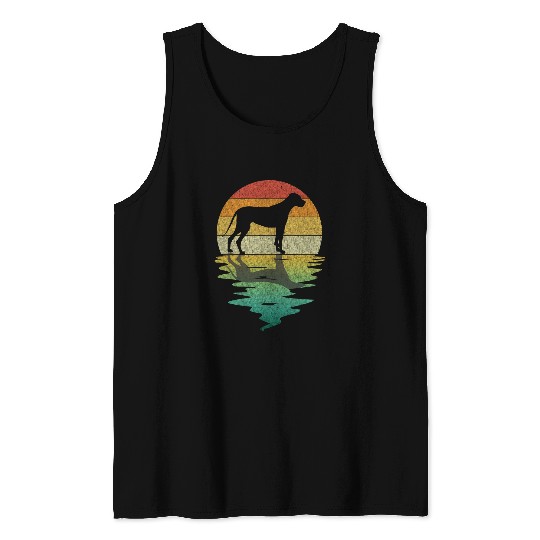 Dog Great Dane Sunset Retro vintages 70s Dog Great Dane Lover Tank Tops