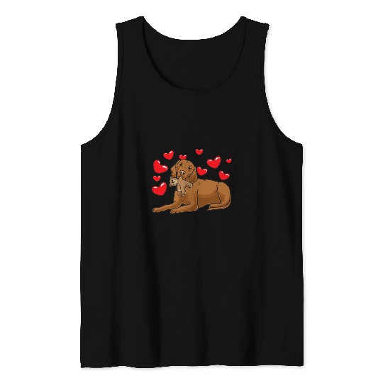 Dog Vizsla Magyar Vizsla Dog With Stuffed Animal And Hearts Tank Tops
