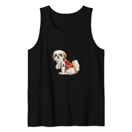 I Love Mom Tattoo Shih Tzu Mom Funny Mothers Day Gift Tank Tops