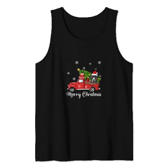 Dog Great Dane Riding Red Truck Christmas Tree Xmas Tank Tops