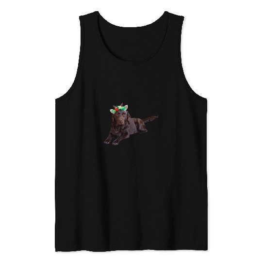 Labrador Lab Dog Chocolate Lab Cute Labrador Dog Image Funny Christmas Tank Tops