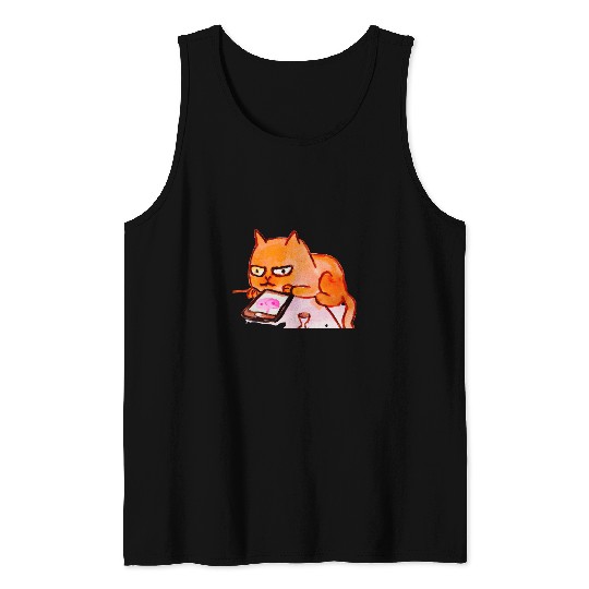 Cat meme cute kitten artwork meow kitty portrait silly cat Tank Tops