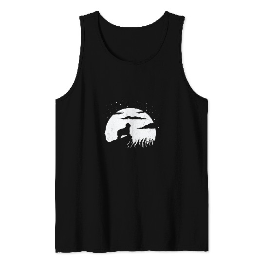 Bearded Collie and Moon Halloween 3 Tank Tops