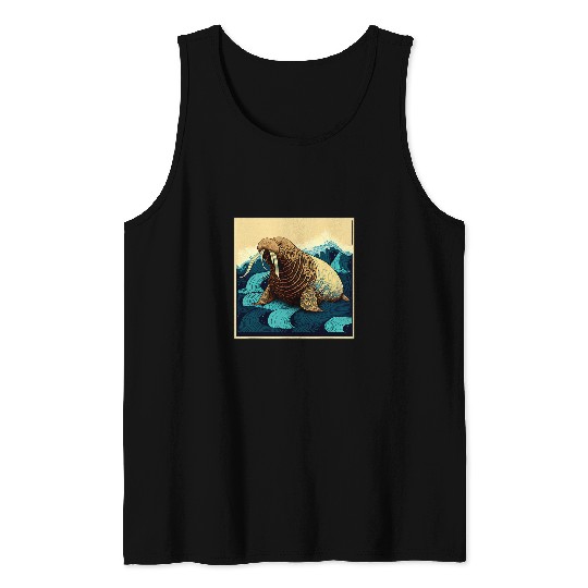 Surrealism Japanese Painting Walrus Tank Tops
