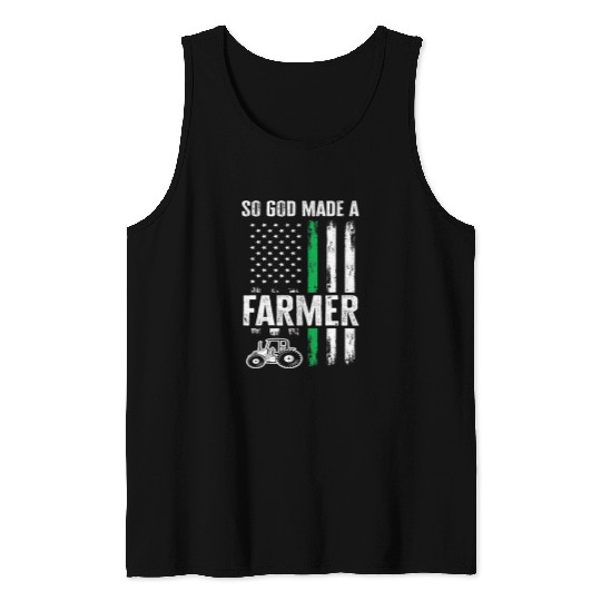 Tractor driving Patriotic American Flag Tractor So God Made A Farmer Tank Tops