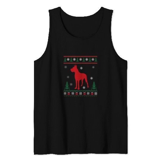 Dog Great Dane xmass Matching Great Dane Dog Lover Ugly Christmas Sweater Tank Tops