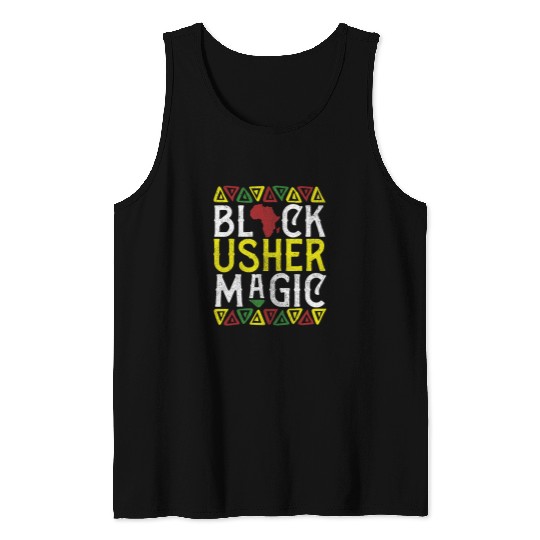 Afro Black Usher Magic Apparel African American Melanin Blm Tank Tops