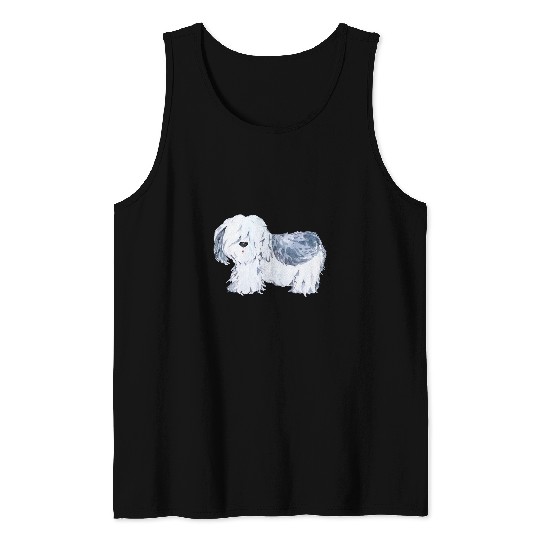 Cute Shaggy Dog Pet Portrait Watercolor Art Tank Tops