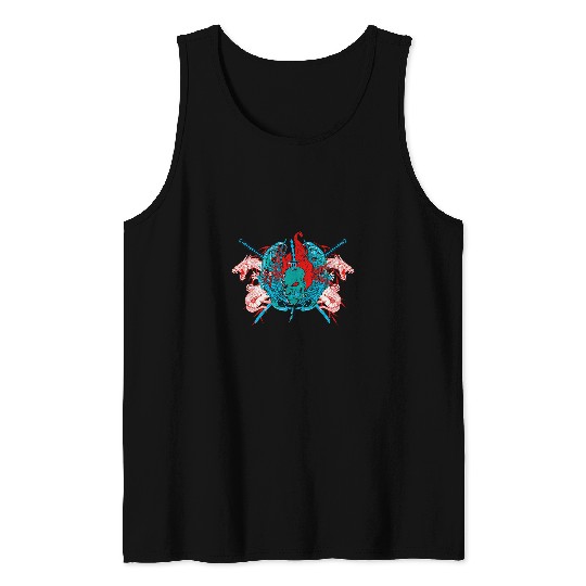 Chinese Dragon and Skull Art Tank Tops