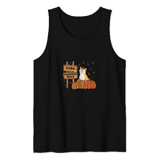 Dog Shiba Inu Pumpkin Patch Dog Lovers Thanksgiving Halloween 3 Tank Tops