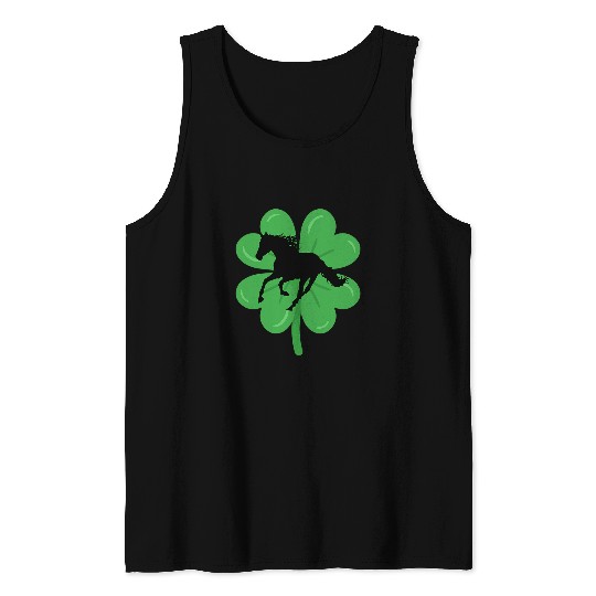 Horse Lover St Patricks Day Horse Lover Equestrian Rider 4 Leaf Shamrock Tank Tops