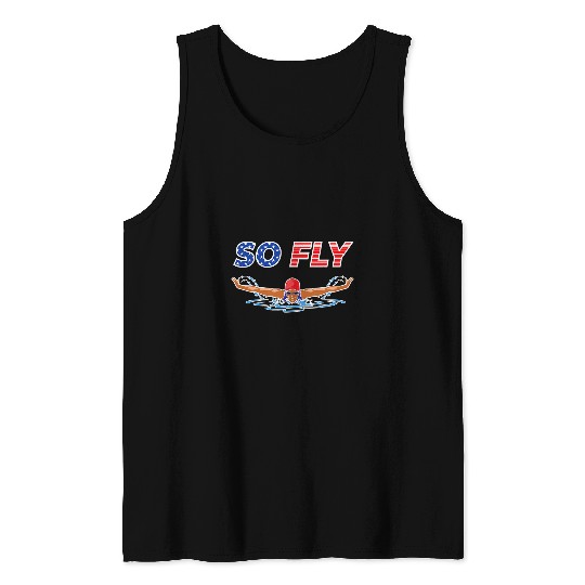 Swimming Pool Womens Swimming Butterfly Stroke Swim Team American Flag USA Tank Tops