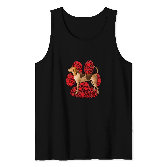 American English Coonhound Valentines Day Dog Love Paw Tank Tops