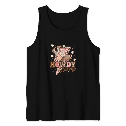 Leopard Cowgirls Lightning Bolt Howdy Honey Western Country Tank Tops