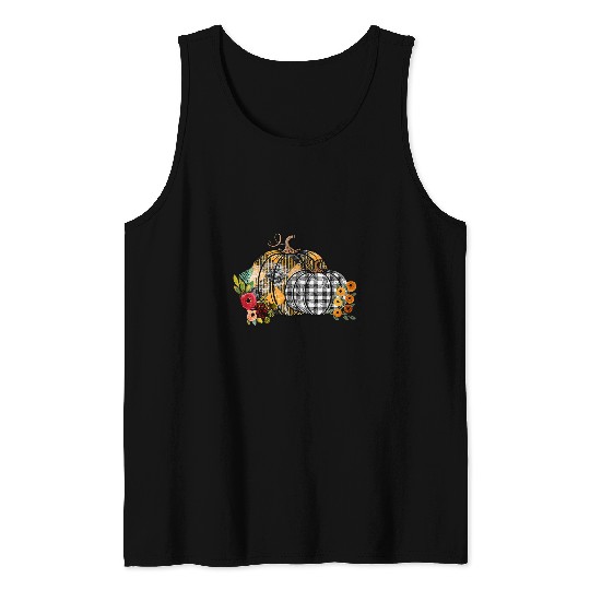 Happy Fall Thanksgiving Fall Vibes buffalo plaids pumpkin467 Tank Tops