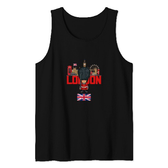 Cool London Vibes I Love London UK London Illustration Tank Tops
