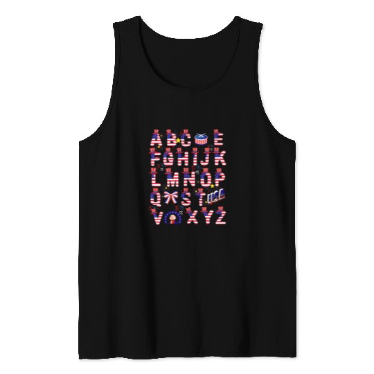 Funny 4th Of July ABCs Alphabet Patriotic Preschool Teacher 7 Tank Tops