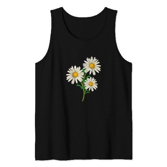 Flower Blossom Nature Plant Gardener Botanical Daisy Flower 2 Tank Tops