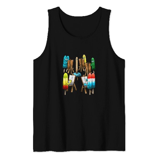 Fun Popsicle Act Sketch Drawing School Art Class for Artists Tank Tops