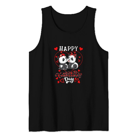 Funny Bear Happy Valentines Day Hearts Couple Pandas Zoo Animals Cute Bears Tank Tops