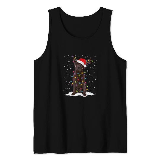 Labrador Lab Dog Chocolate Lab Labrador christmas Tree Light Pajama Dog Xmas Tank Tops