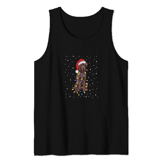 Labrador Lab Dog Chocolate Labrador Dog Wear Santa Hat Christmas Fairy Lights Tank Tops