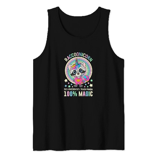 Raccoonicorn Rainbow Raccoon Unicorns Magical Trash Panda Tank Tops