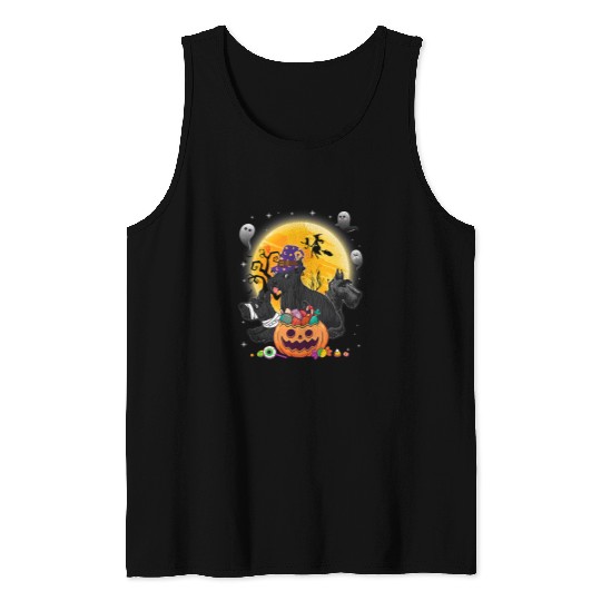 Dog Scottish Terrier Mummy Witch Moon Ghosts Happy Halloween Tank Tops