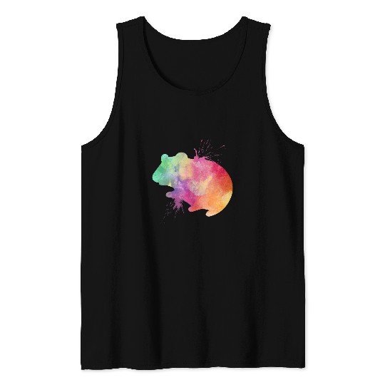 Hamster Watercolor Splash Art Animal Lover Tank Tops