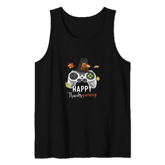 Game Happy Thanksgiving Video Game Controller Pilgrim Fall Leaves 79 Tank Tops