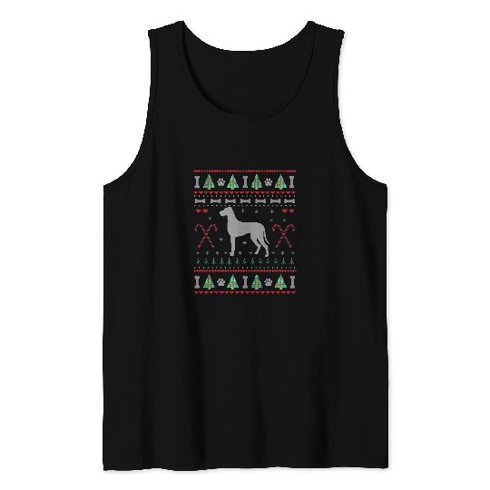 Dog Great Dane Ugly Sweater Christmas Funny Dog Lover Tank Tops