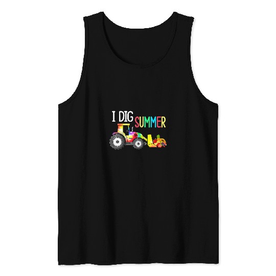 Tractor driving I Dig Summer Tie Dye Tractor Fruit Decor Toddlers Boys Tank Tops
